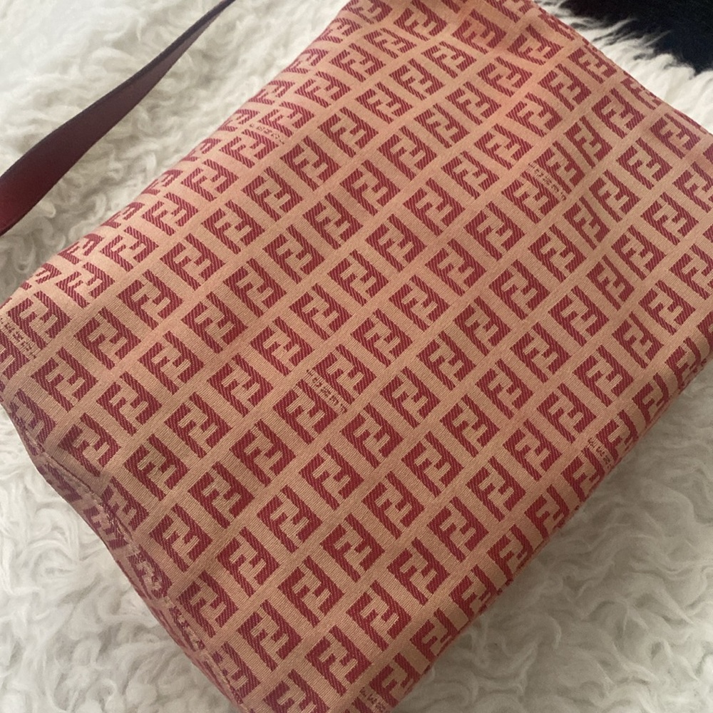 Fendi Vintage Mama Baguette Zuchino Beige Red Shoulder Bag - Picture 5 of 12